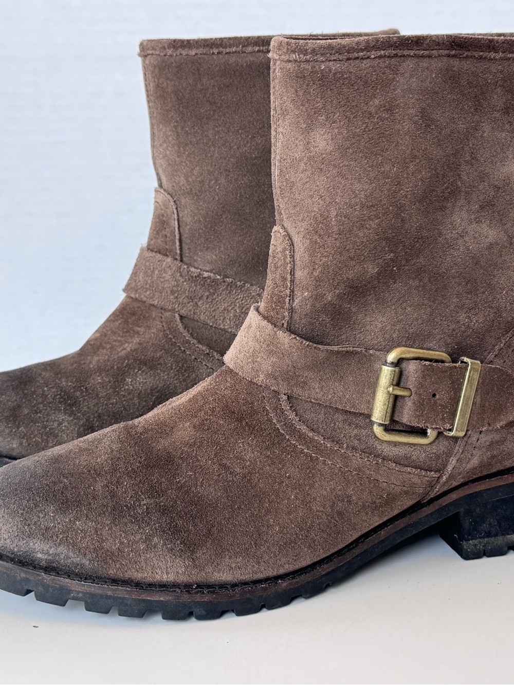 DIESEL Moto Biker Buckle Lined Leather Suede Boots Women’s Size 6 - Picture 5 of 10